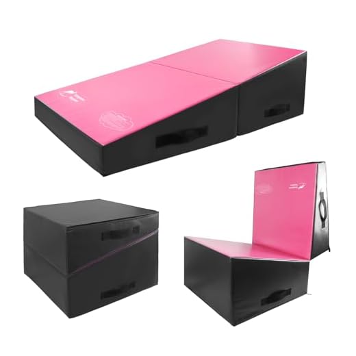 Kangaroo Hoppers Folding Incline Gymnastics Wedge Mat for Kids Tumbling, Skill Training, 48”x24”x14” Cheese Mat for Home Gym Exercise (Hot Pink/Black)