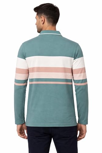 Image of SANE ORIGINALS Full Sleeves Textured Polo Tshirt for Men with Pocket || Long Sleeves Collar and Pocket T-Shirt for Men Pine Green