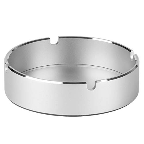 Cendrier rond portable OUOUOU en acier inoxydable moderne pour bureau, maison, hôtel, restaurant, intérieur et extérieur (argent) Cover