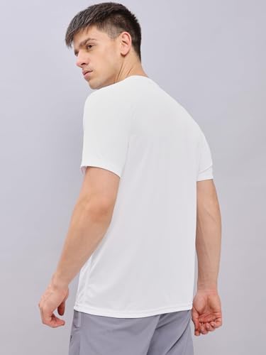 Image of TECHNOSPORT Men's Slim Fit Polyester Activewear Sports T-Shirt with Moisture-Wicking Comfort for Workout, Running & Gym