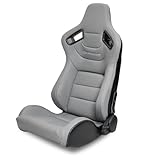 IKON MOTORSPORTS, Universal Racing Seats with Dual Sliders, PU & Carbon Leather Reclinable Left Driver Side