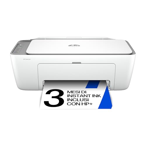 HP DeskJet 2820e 588K9B, Stampante Multifunzione a Getto d'Inchiostro A4 a Colori, Fronte e Retro Manuale, 7,5 ppm, Wi-Fi, Smart, 3 Mesi di Inchiostro Instant Ink Inclusi, Bianca