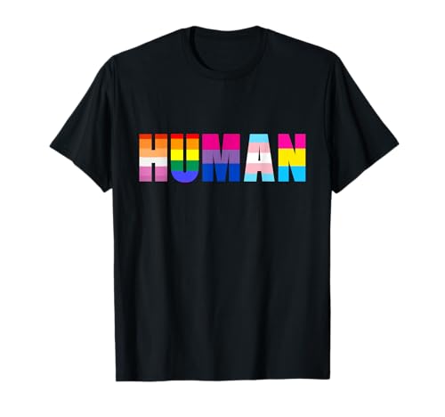 HUMAN LGBTQ Flag Gay Pride Month Transgender Rainbow Lesbian T-Shirt