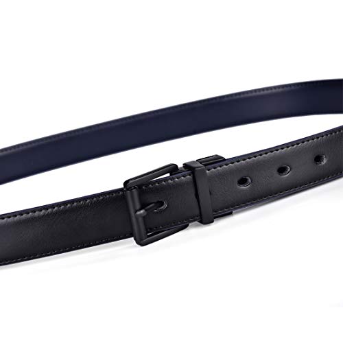 Image of Beltox Men's Belt Dress Casual Reversible Leather 1.1 inch w Roller Buckle Rotated