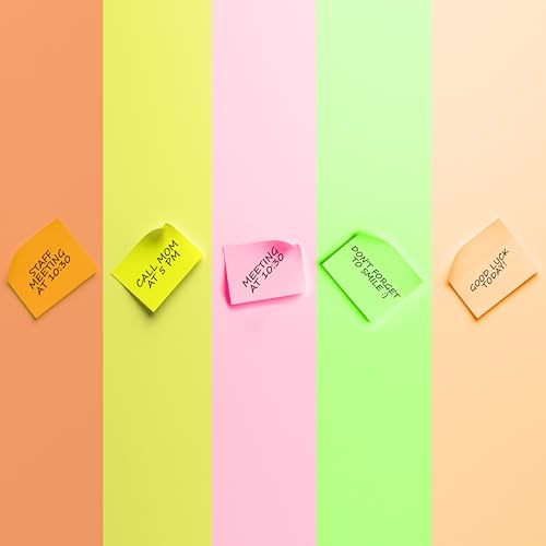 Image of Cubic Neon Sticky Notes - Pack of 3 | 3 inch x 2 inch Inches | Multicolour Self-Adhesive Memo Pads for Office, Home, School & Daily Reminders - Bright Colors, Easy Peel, Residue-Free
