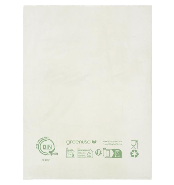 Monouso | 100 Bolsas Plástico Biodegradable Sin Asas 'Classic' 16x24cm, Compostables, Formato Block, Bolsas Mercado, Comercio, Multiuso