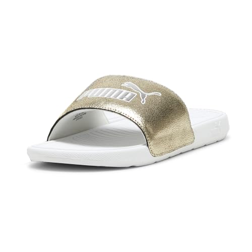 PUMA Mens Cool Cat 2.0 Metallic Shine Slide Casual Sandals Casual - Gold, White2