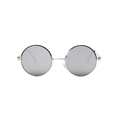OULII Óculos de sol reflexivo vintage com armação de metal redonda, óculos de sol espelhados, para h