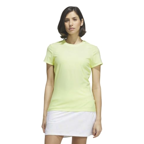 adidas Women's Ultimate365 Tour Engineered Short Sleeve Slim Top, Frozen Lemon, Small