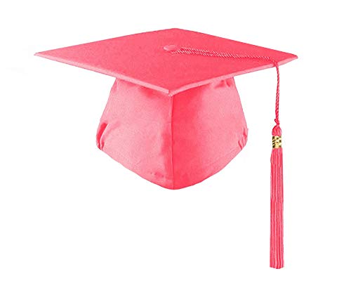 HEPNA Preschool Kindergarten Matte Graduation Cap with Tassel,No Year Charm (Matte, Pink)