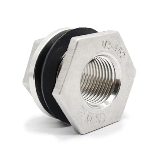 ZHGUIMING ���X�X���b�h �o���N�w�b�h SS304 �E�H�[�^�[�^���N�R�l�N�^ DN15-DN50 �X�e�����X�X�`�[�� SS304 �A�_�v�^�[�p��(DN40 310g)