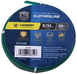 5/32" x 50' ft Green PVC Coated Clothesline Wire - Pack of (6)