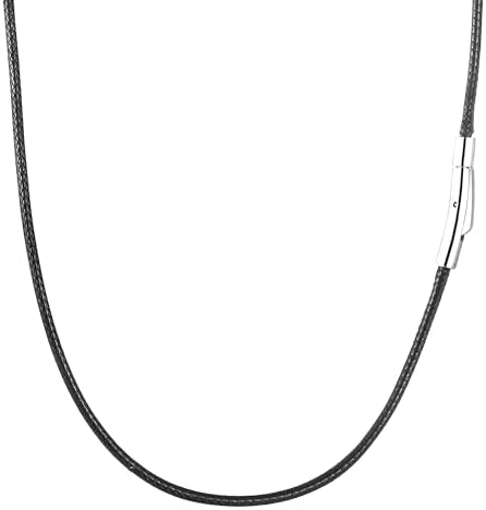 2mm Black Waterproof Leather Cord Necklace with Durable Stainless