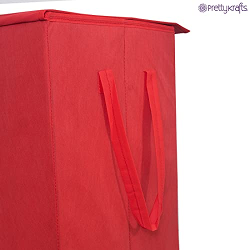 Image of PrettyKrafts 75 L Non Woven Justice League Rectangular Foldable Large Laundry Bag /Basket With Lid & Handles, Freestanding Clothes Storage Organizer for Bedroom (36x36x53cm, Grey, Set of 1)