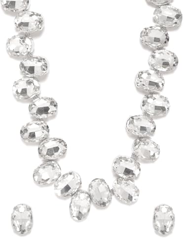 Juego de joyas bañadas en plata fina con cristales blancos DMZ-2990 de alta joyería