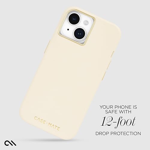 Coque silicone iPhone 15 MagSafe Case-Mate beige pour protection active