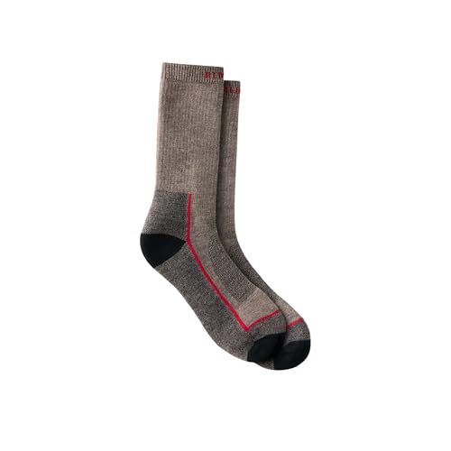 Red Wing Shoes Premium Safety Medium Weight Crew Socks, Stretchable Merino Wool/Nylon Blend, Brown, 12-15 (1 pair)