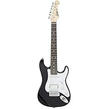 ST Mini Electric Guitar - Black Body, Maple Neck, 3/4 Short Scale Guitar 7/8 Size, Rosewood Fingerboard, Single & Humbucker Pickups