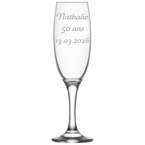 KDO MAGIC Verre à Champagne Personnalisé - Flûte Champagne gravé en France - Cadeau Personnalisable Homme Femme - Idée Cadeau Anniversaire Noël Mariage Retraite