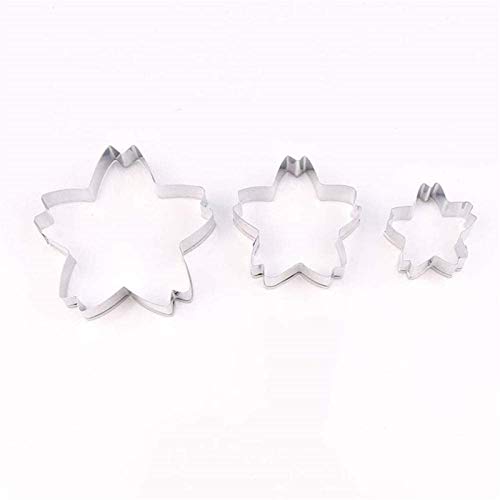 DUBENS Lot de 3 emporte-pièces en forme de fleurs de cerisier en acier inoxydable pour décoration de gâteaux