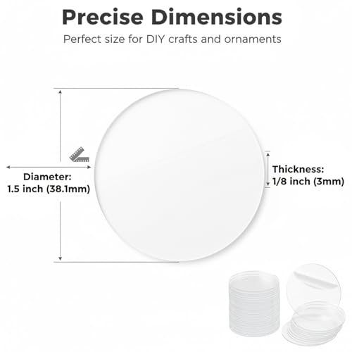 Image of 50 Pieces 1 /8 inch Clear Circle Acrylic Sheet, 1.5 Inch Diameter Plexiglass Sheet, Round for Cake Discs, Plexiglass Table Top, Acrylic Backdrops and DIY Display Projects Craft