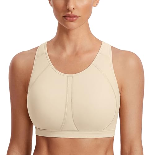 Image of SYROKAN Full Coverage Plus Size Sports Bras for Women | Racerback, Wireless, Removable Paddeds, Cooling Keyhole Back, High Support, Running Bra, Workout