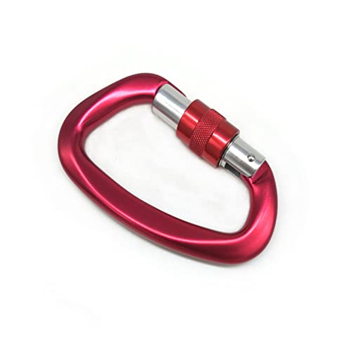 HIFRQVVC Mosquetón con Gancho de Resorte, Mosquetón de Escalada en Roca con Hebilla de Seguridad con Rosca Maestra en Forma de D de 25 kN for montañismo y espeleología. Equipo Escalade.(Red)
