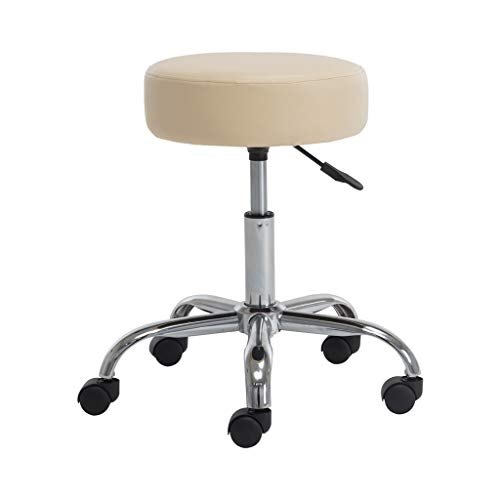 Heyesk Rolling Stool with Wheels Swivel Stools for Shop Garage Workshop Clinic（beige）