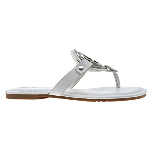 Image of Pierre Dumas Women's Medallion Vegan Slide Thong Flip Flop Flat Sandal