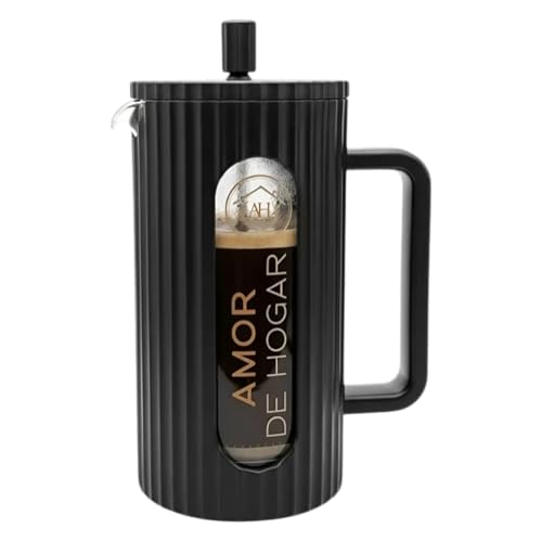 Listado de Cafeteras de émbolo de esta semana. 48 Prensa Francesa 1 Litro de Vidrio Borosilicato | Cafetera de Émbolo con Filtro de Acero Inoxidable | Para Café Molido, Té e Infusiones | Jarra Graduada con Cubierta Protectora |...