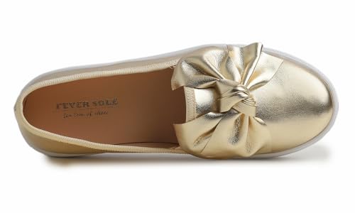 FEVERSOLE Women's Casual Slip On Sneaker Fashion Bow Tie Loafer Flats2