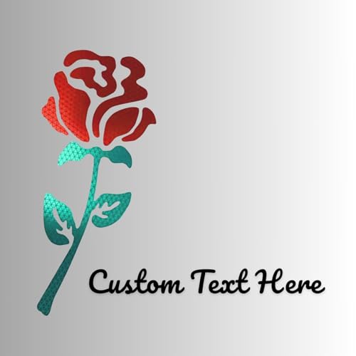 Image of High-Intensity Grade Reflective Rose Car Decal, Customizable (Rose with Custom Text, Rose with Custom Text)