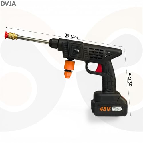 Image of Car Washer High Pressure Gun (Double Battery) Cordless Portable Wireless Pressure Washer Gun 48V 12000mah High Pressure Water Gun| Adjustable Nozzle and 5M Hose Pipe (Two Battery)