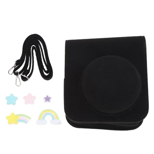 Mbeysaq Mini 12 Camera Black Felt Bag with Rainbow Star Paste Protective Cover Shoulder Strap