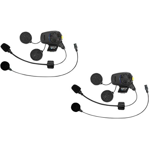 Sena Bluetooth Headset and Intercom with Built-In FM Tuner for Scooters/Motorcycles with Universal Microphone Kit (Dual Pack) (SMH5D-FM-UNIV) , Black