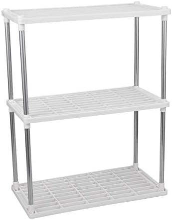 Holibanna 3-Tier Heavy-Duty Adjustable Shelf Storage 3-Shelf Shelving Unit Organizer Wire Rack for Bathroom Kitchen Office Storage (White)
