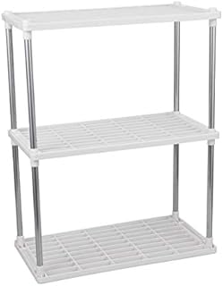 Holibanna 3-Tier Heavy-Duty Adjustable Shelf Storage 3-Shelf Shelving Unit Organizer Wire Rack for Bathroom Kitchen Office Storage (White)