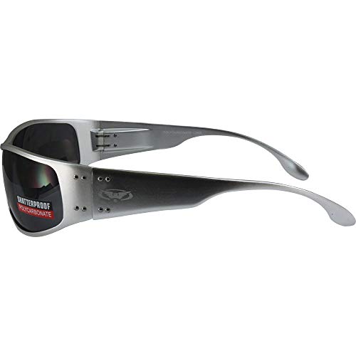 Global Vision BAD-ASS 2 Sport Motorcycle Sunglasses Silver Smoke3