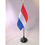 TISCHFLAGGE NIEDERLANDE 15x10cm goldene splitze - HOLLÄNDISCHE TISCHFAHNE 10 x 15 cm - flaggen AZ FLAG