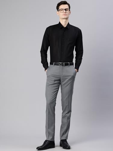 Image of Majestic Man Men's Solid Cotton Blend Textured Wrinkle-Resistant Slim Fit Easy Iron Formal Shirt