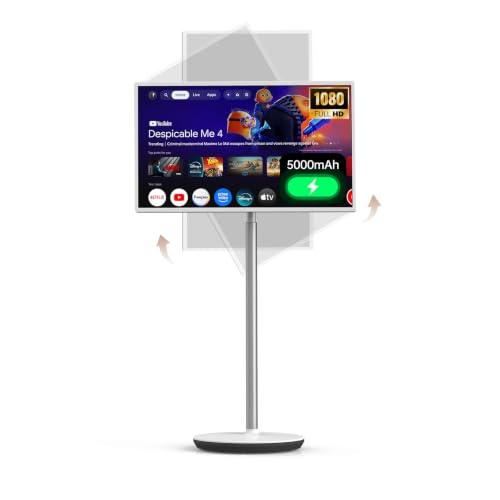 Image of HORION 32 inch Portable Google TV with Wheels, Voice Remote, Mobile Smart TV