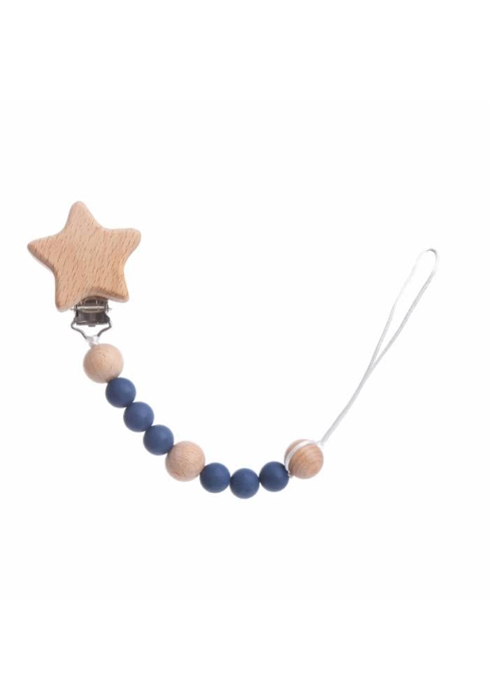 Factory Price Pacifier clip, Wooden pacifier clips for babies both boys and girls, Soft ended clip cloth holder Navy