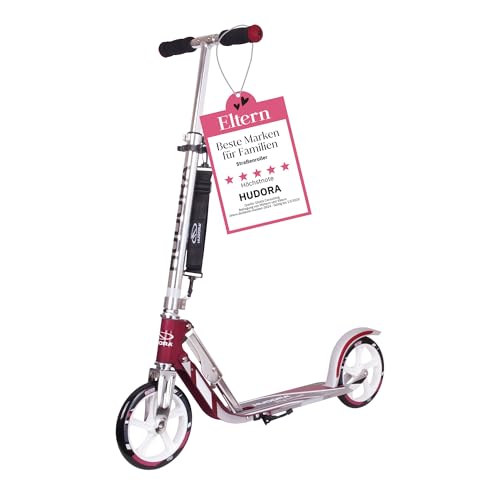 HUDORA 14764/01 BigWheel 205-Das Original mit RX Pro Technologie-Tret-Roller klappbar-City-Scooter, Magenta/Silber