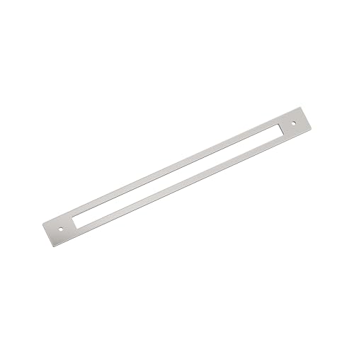 Image of Amerock Medora 12-5 /8 inch Polished Nickel Backplate | Decorative zinc cabinet hardware backplate designed to complement knobs and pulls while protecting cabinet surfaces