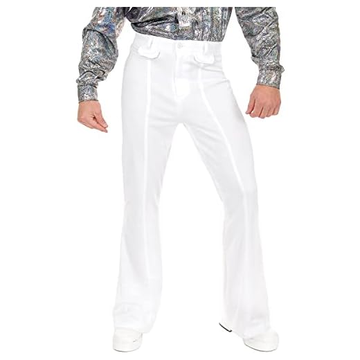 Charades Men Disco Pant Costume Bottoms, White, W34 US