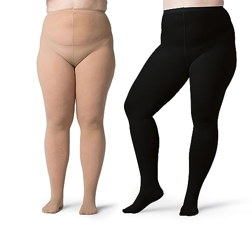 Image of Silky Toes Plus Size Tights for Women | 60D Soft Opaque Comfort Fit Pantyhose | Black or Colored 1-2 pairs | 1X-8X