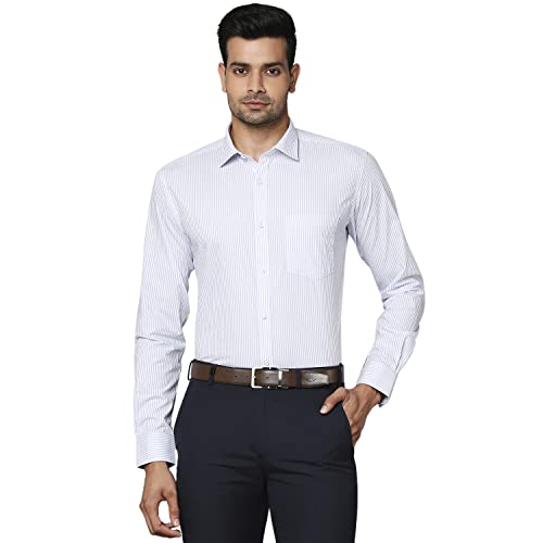 Image of Park Avenue Men's Pure Cotton Stripe Pattern Slim Fit Semi Cutaway Collar Full Sleeve Formal Shirt