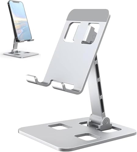 Universal Cell Phone Stand, 360° Rotatable Desk Holder, Foldable Portable Design with Anti-Slip Pad for All Smartphones