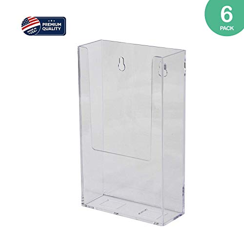 Clear-Ad - Acrylic Wall Mount Trifold Brochure Holder 4x9 - Plastic Hanging Rack