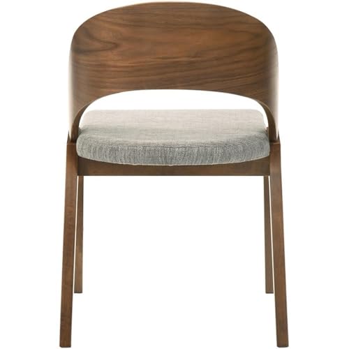 Meridian Furniture 868Grey-C Woodson Collection Mid-Century Modern Dining Chair, Soft Grey Linen Textured Polyester Fabric, Walnut Veneer, Wood Legs, 19.88" W x 23.03" D x 30.20" H, Grey, Set of 2 by Meridian Furniture - Image 6